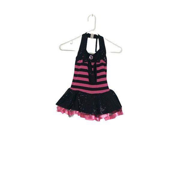 A Wish Come True Dance Costume Dress Tutu Pink Black MC Sequins Leotard Shorts - Picture 7 of 7